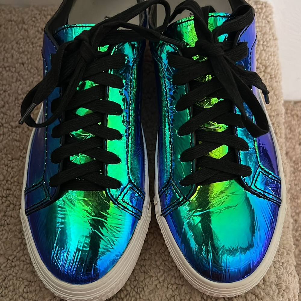 (Like New) Loeffler Randall Miko Iridescent Flatform Sneakers